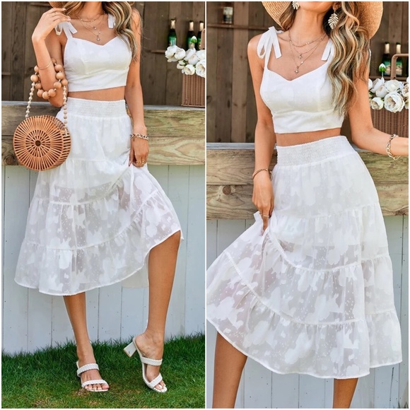 Boho Floral Crop Top Ruffle Skirt Set - Picture 3 of 3